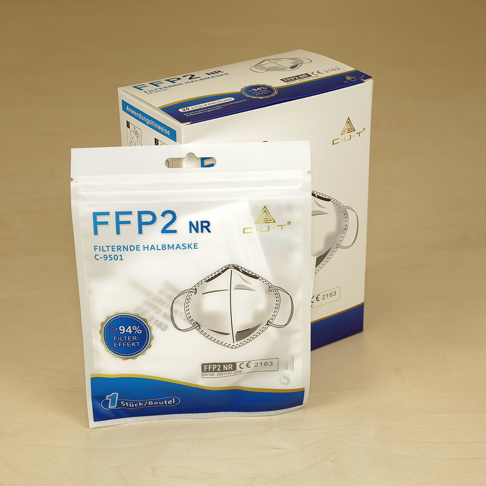 FFP2 mondkapje (20 stuks, individueel verpakt) - doosje met 1 zakje er voor